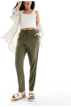 VERO MODA Linen blend tapered trousers in khaki