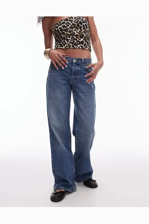 Topshop Ember low rise wide leg jean in mid