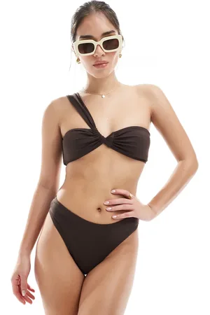 4th & Reckless High leg bikini bottom co-ord in chocolate
