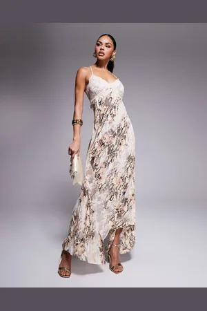 AFRM Vince lace trim cami maxi dress in snake print