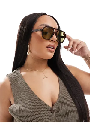 Aire Whirlpool aviator sunglasses in dark tort with green lens