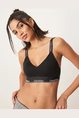 Calvin Klein Modern cotton lightly lined logo tape bralette in