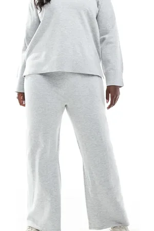 New Look New Look Curve co-ord wide leg knitted trousers in light