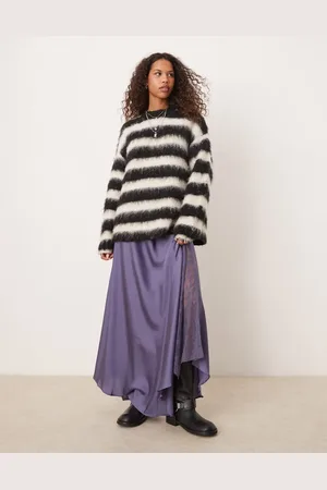 Free People Lace insert satin midaxi skirt in heron