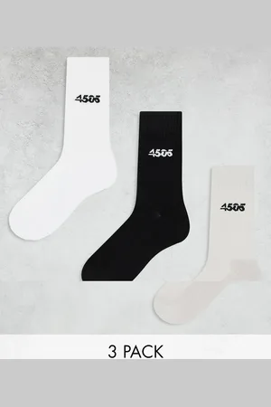 ASOS 4505 Icon 3 pack anti bacterial crew sport socks in black, white and grey