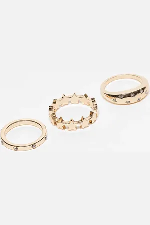 ASOS Pack of 3 rings with celestial design in tone