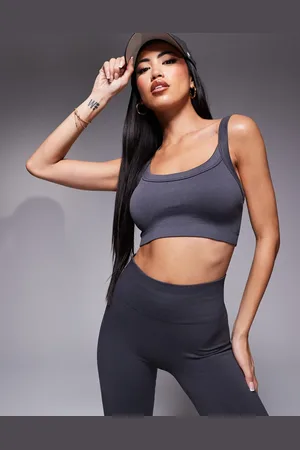 ASOS 4505 sculpting seamless medium support sports bra in dark