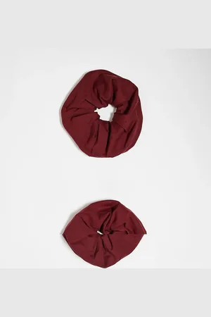 ASOS 4505 soft touch yoga hair scrunchie 2 pack in burgundy