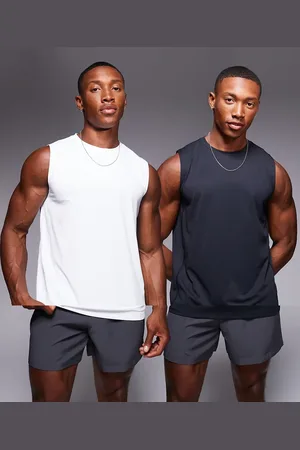 ASOS 4505 Icon training sleeveless tank with quick dry 2 pack in black and white