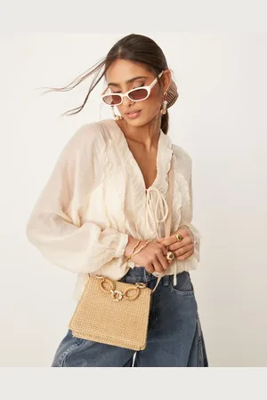 ASOS Resin and straw top handle crossbody bag in