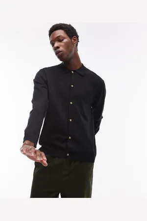 Topman Long sleeve knitted pattern crochet shirt in