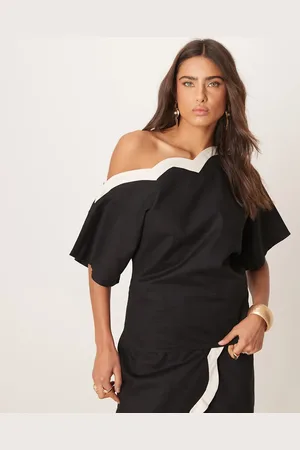 Never Fully Dressed Contrast off shoulder asymmetrical top co-ord in