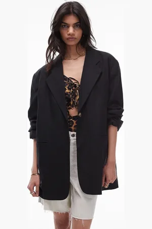 Topshop High break oversized linen blazer in