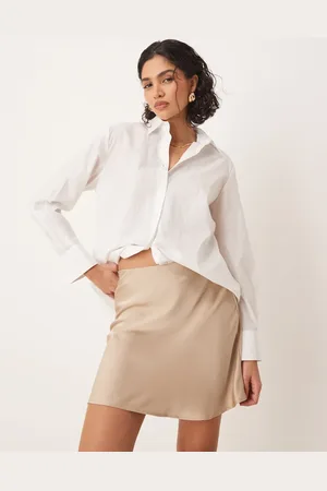 VILA Satin mini skirt in mink