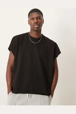 ASOS Extreme oversized heavyweight cropped sleeveless t-shirt with raw edge in