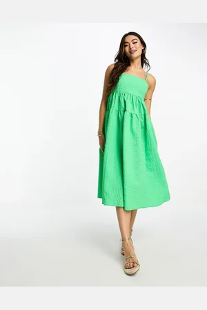 Monki Seersucker cami midi dress in