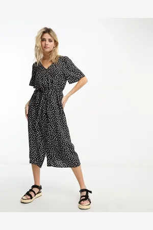 Monki Wrap midi dress in ditsy