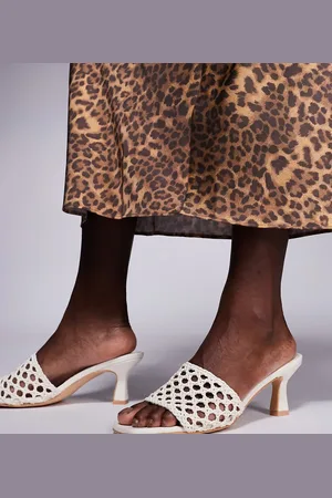 Public Desire Maribelle woven kitten heel mule sandals in cream
