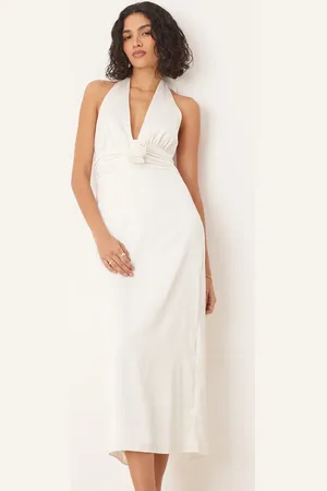 Abercrombie & Fitch Bridal plunge rosette column halter maxi dress in