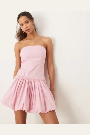 Abercrombie & Fitch Strapless bubble hem mini dress in