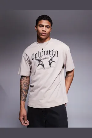 ADPT. Oversized t-shirt with birds chest print in cream