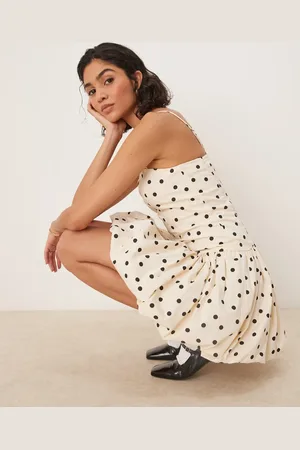Abercrombie & Fitch Strapless bubble mini dress in dot