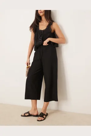 New Look Linen cropped trousers in