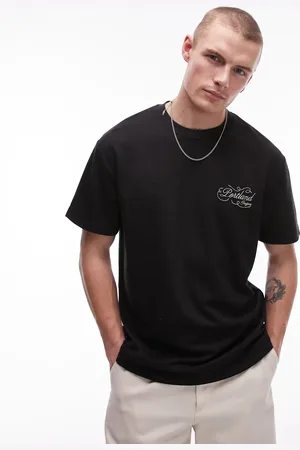 Topman Oversized fit textured t-shirt with embroidery in charcoal