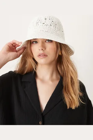 ASOS Straw packable floral crochet bucket hat in