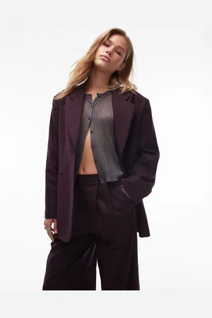 Topshop Co ord blazer in burgundy BURGUNDY
