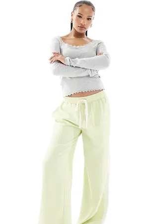 ASOS Petite pull on trousers with contrast panel in lime