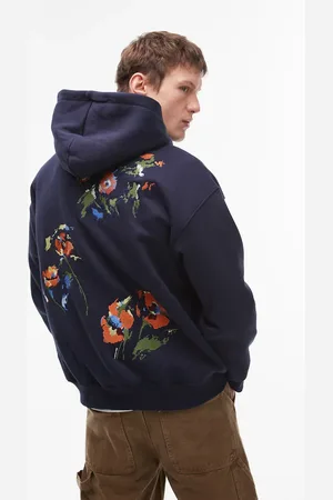Topman X Alice Hartley oversized fit hoodie with front and back floral embroidery in
