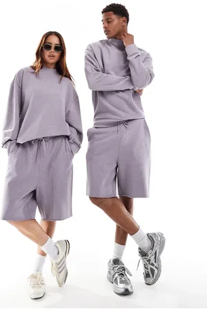 ASOS Unisex oversized co-ord shorts in washed lilac