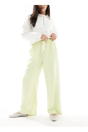 ASOS Pull on trousers with contrast panel in lime