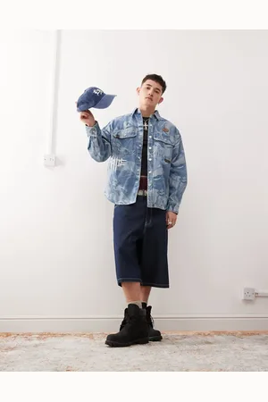 A Bathing Ape Aape By A Bathing Ape denim printed long sleeve shirt in blue