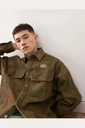 A Bathing Ape Aape By A Bathing Ape long sleeve faded print shirt in brown multi