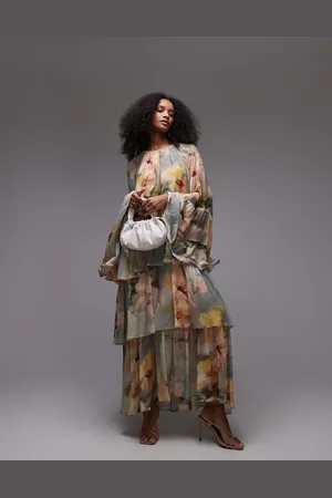 & OTHER STORIES & tiered maxi dress with ruffle sleeve detail in watercolour floral print