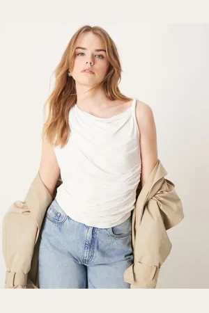 Abercrombie & Fitch Skimming draped twist top in cream