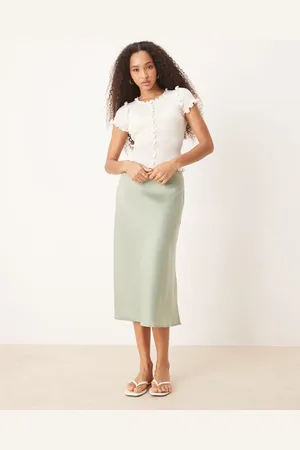 Y.A.S Satin midi skirt in iceberg