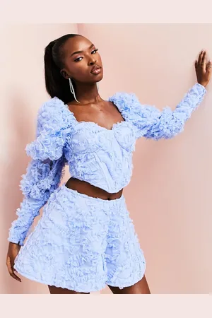 ASOS Co-ord 3D lace corset top with puff sleeves in