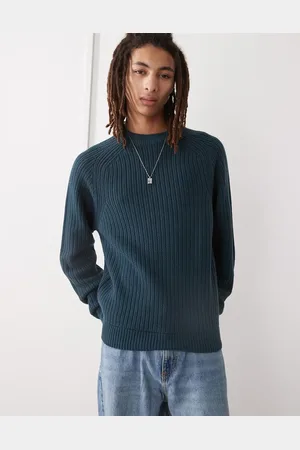 COLLUSION Knitted crew neck jumper in navy