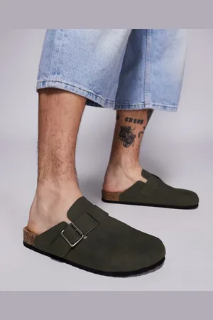ASOS Mule clog sandals in khaki with cork sole