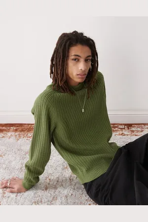 COLLUSION Knitted crew neck jumper in khaki