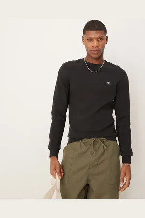 Calvin Klein Woven label waffle long sleeve top in