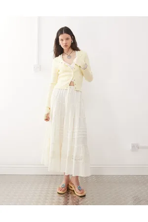 Reclaimed Western midi skirt with tiers in anitque