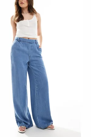 Object Wide leg chambray trousers in light denim