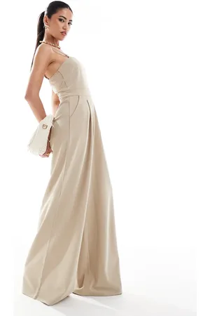 Style Cheat Tailored bandeau jumpsuit in taupe