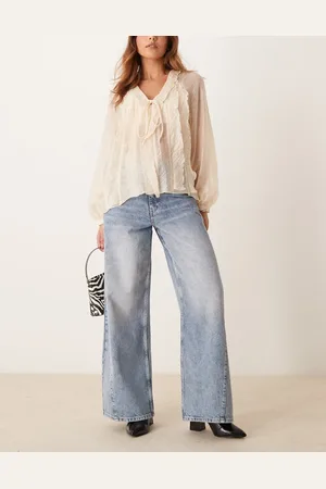 Miss Selfridge Wide leg jean in acid wash