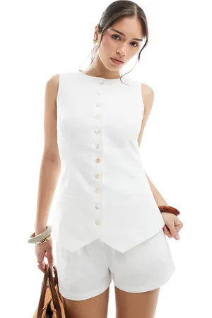 4th & Reckless Linen look button down waistcoat co-ord in
