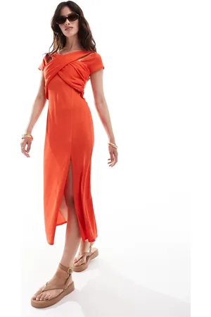 Closet Cross front midi dress in fiery